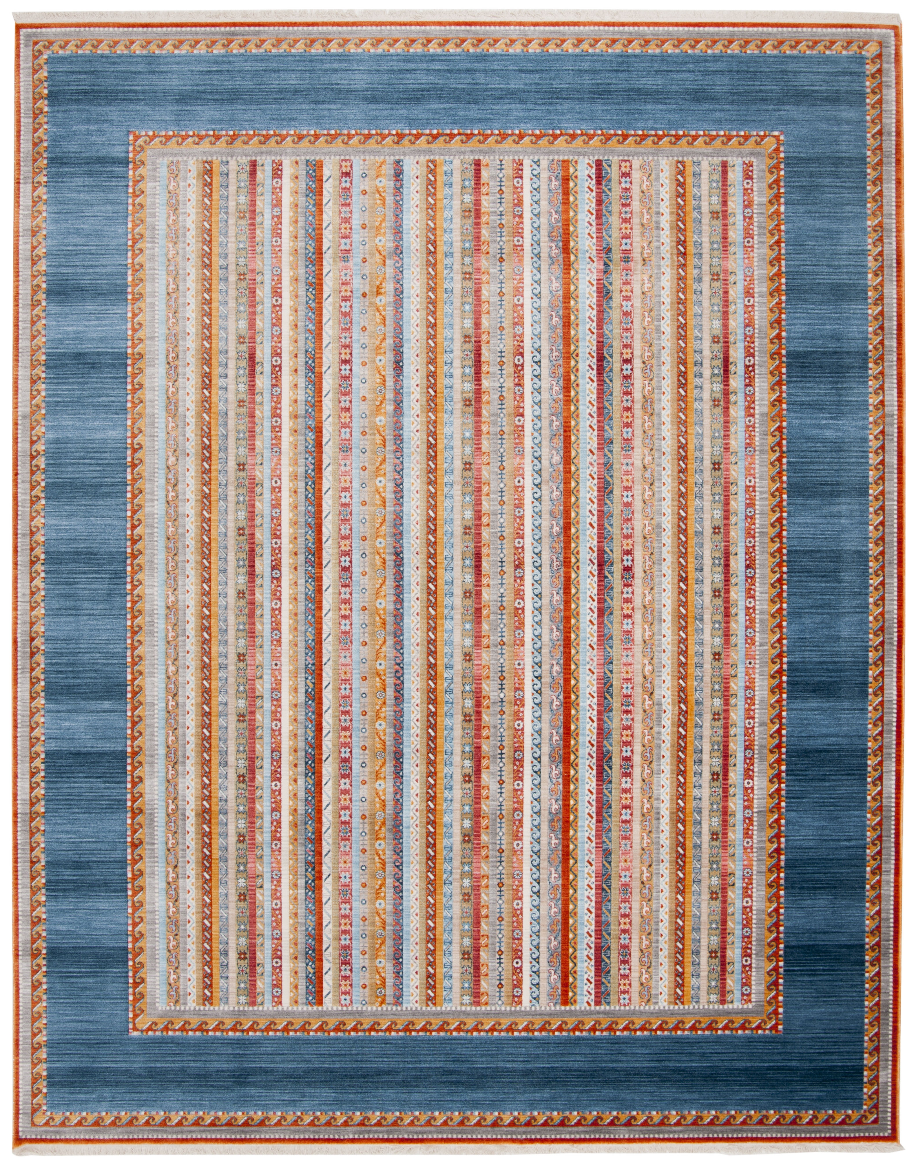 Arlo Home Woven Area Rug, BOK136M, Blue/Orange,  9' X 11' 7" - Image 0