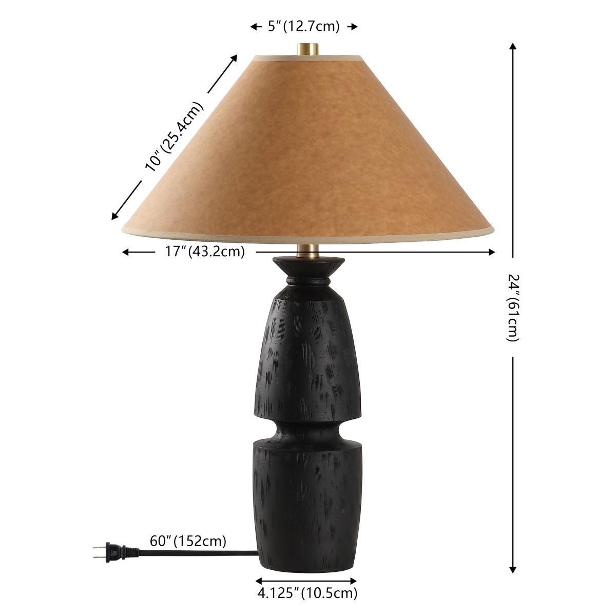 Sola 23.5 Inch Table Lamp - Black/Camel - Image 4