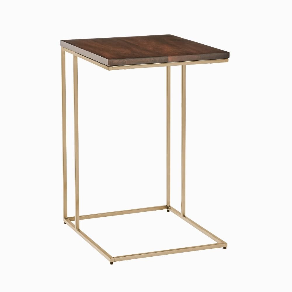 Streamline C-Side Table, Dark Walnut, Light Bronze - Image 0