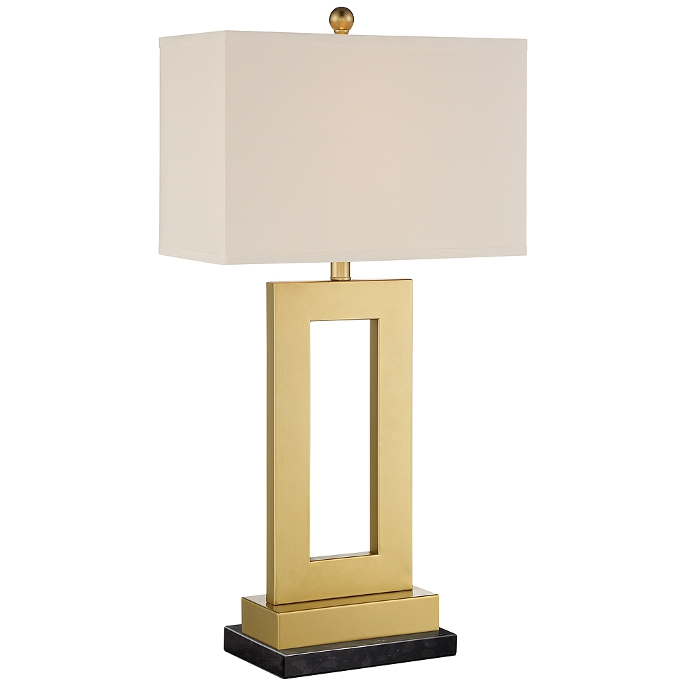 360 Lighting Marshall Gold Open Rectangle Lamp with Black Marble Riser - Image 0