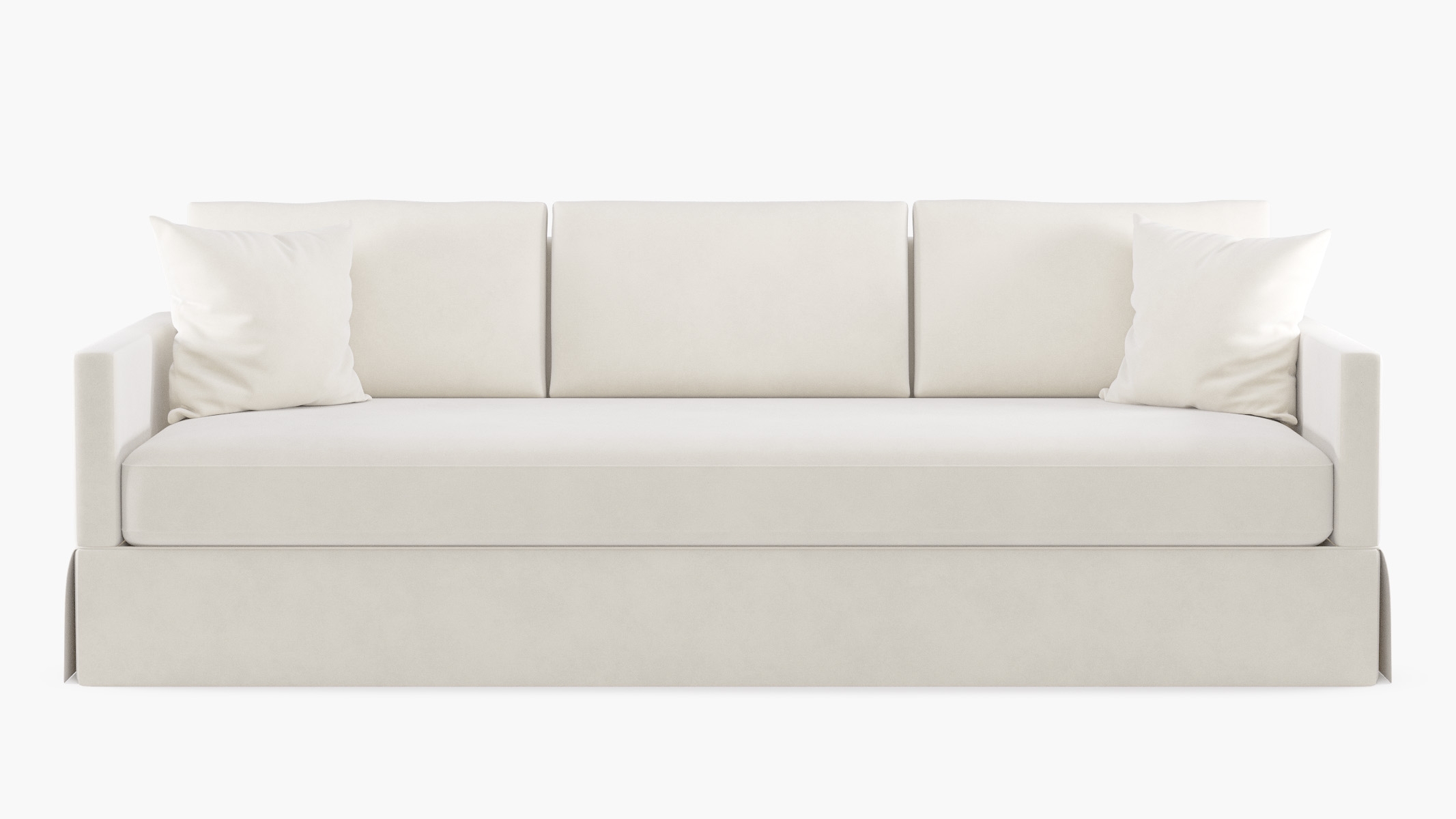 Skirted Track Arm Sofa, White Classic Velvet, Standard (39") - Image 0