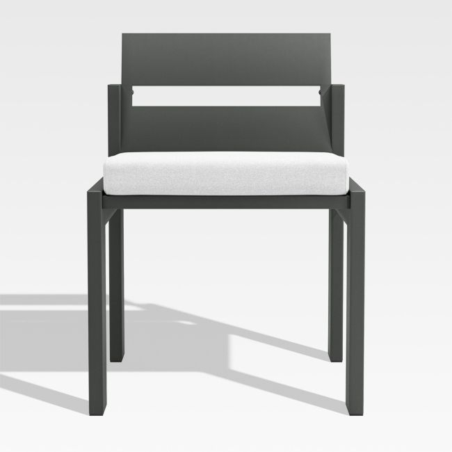 Walker Metal Outdoor Dining Chair with Canvas White Sunbrella ® Cushion - Image 0