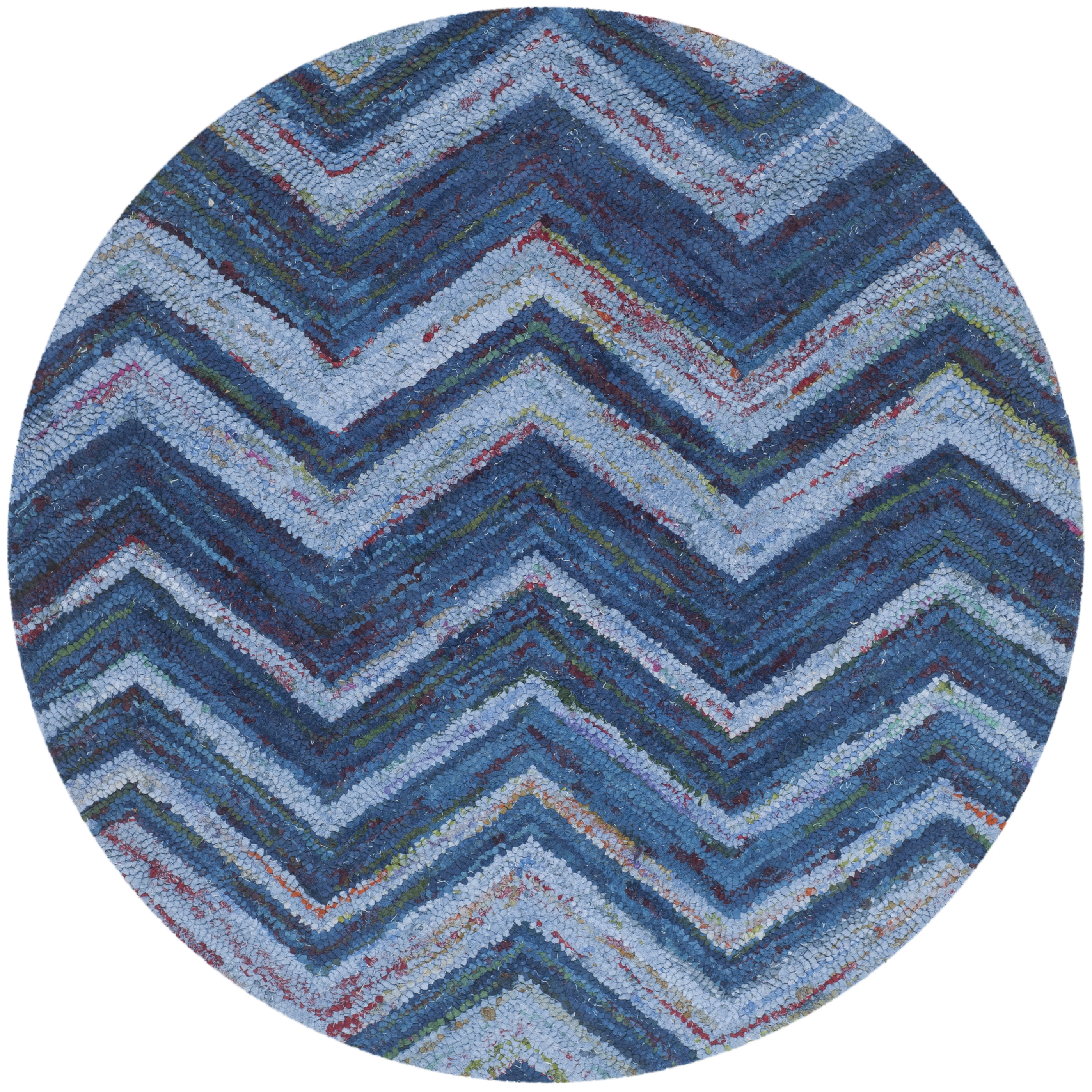 Arlo Home Hand Tufted Area Rug, NAN145A, Blue/Multi,  4' X 4' Round - Image 0