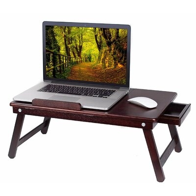 Birdrock Home Bamboo Laptop Bed Tray (Walnut)- Multi-Position Adjustable Surface - Pull Down Legs - Storage Drawer - Image 0