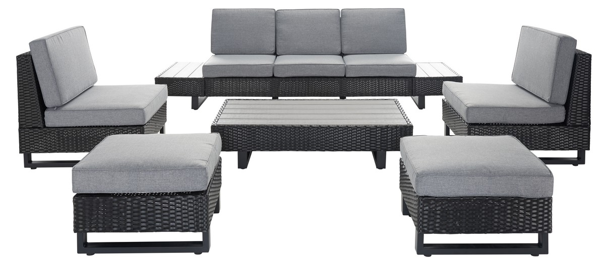 Indoor-Outdoor Dumont 6 Pc Living Set - Grey/Grey - Safavieh - Image 0