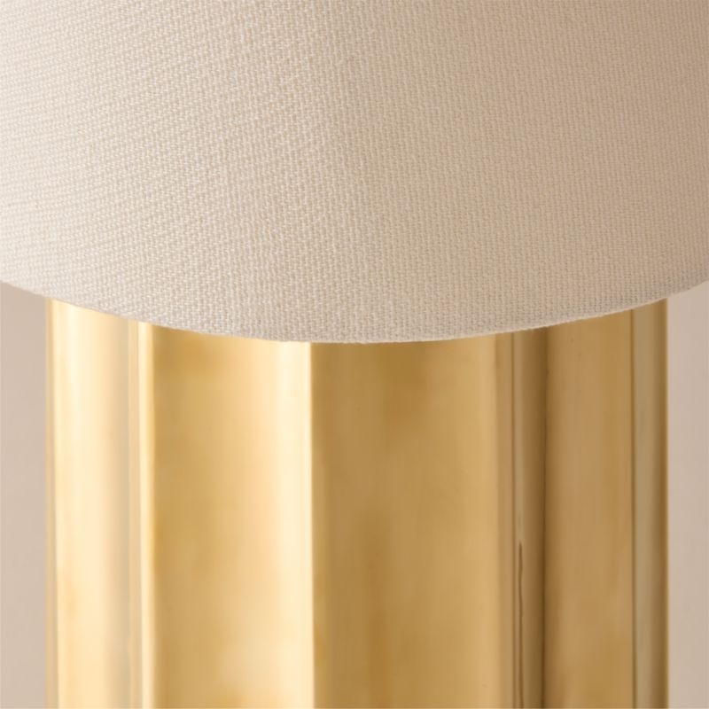 Baz Oversized Scalloped Unlacquered Brass Floor Lamp with Cotton Shade - Image 3