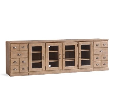 Printer's Media Console with Glass Cabinets, Tuscan Chestnut - Image 2