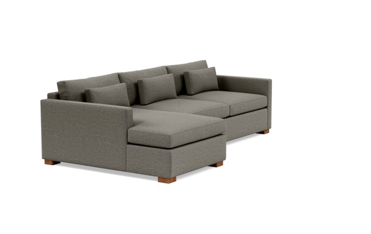 Charly Sleeper Sleeper Sectional with Grey Shade Fabric, extended chaise, and Oiled Walnut legs - Image 1
