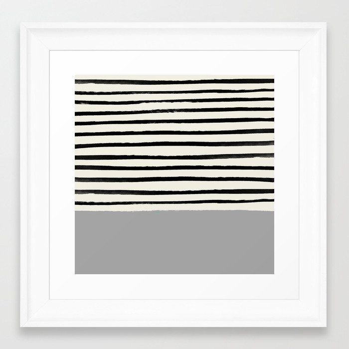 Storm Grey X Stripes Framed Art Print by Leah Flores - Scoop White - X-Small 10" x 10"-12x12 - Image 0