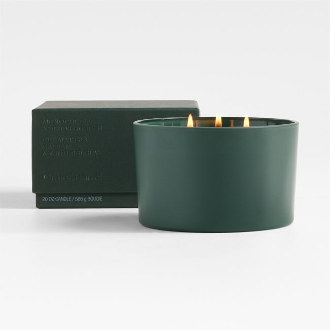 Monochrome No. 03 Evergreen 3-Wick Scented Candle - Eucalyptus, Balsam and Winterberry - Image 0