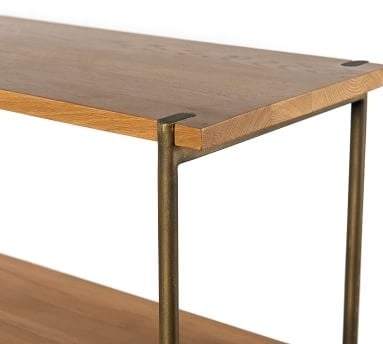Archdale Console Table, Satin Brass &amp; Natural Oak - Image 1