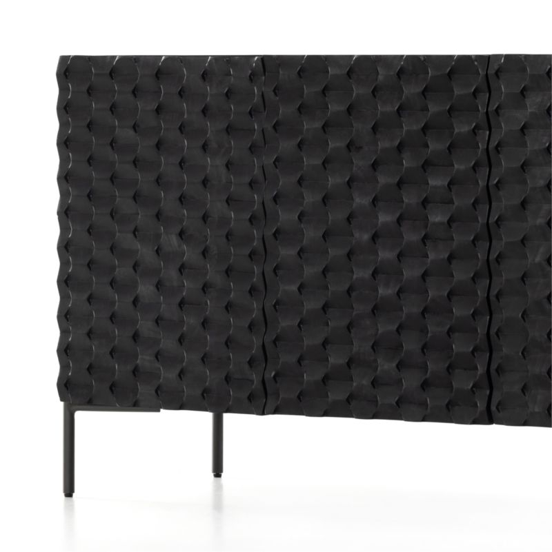 Raffael 49.5" Black Carved Wood Storage Media Console - Image 4