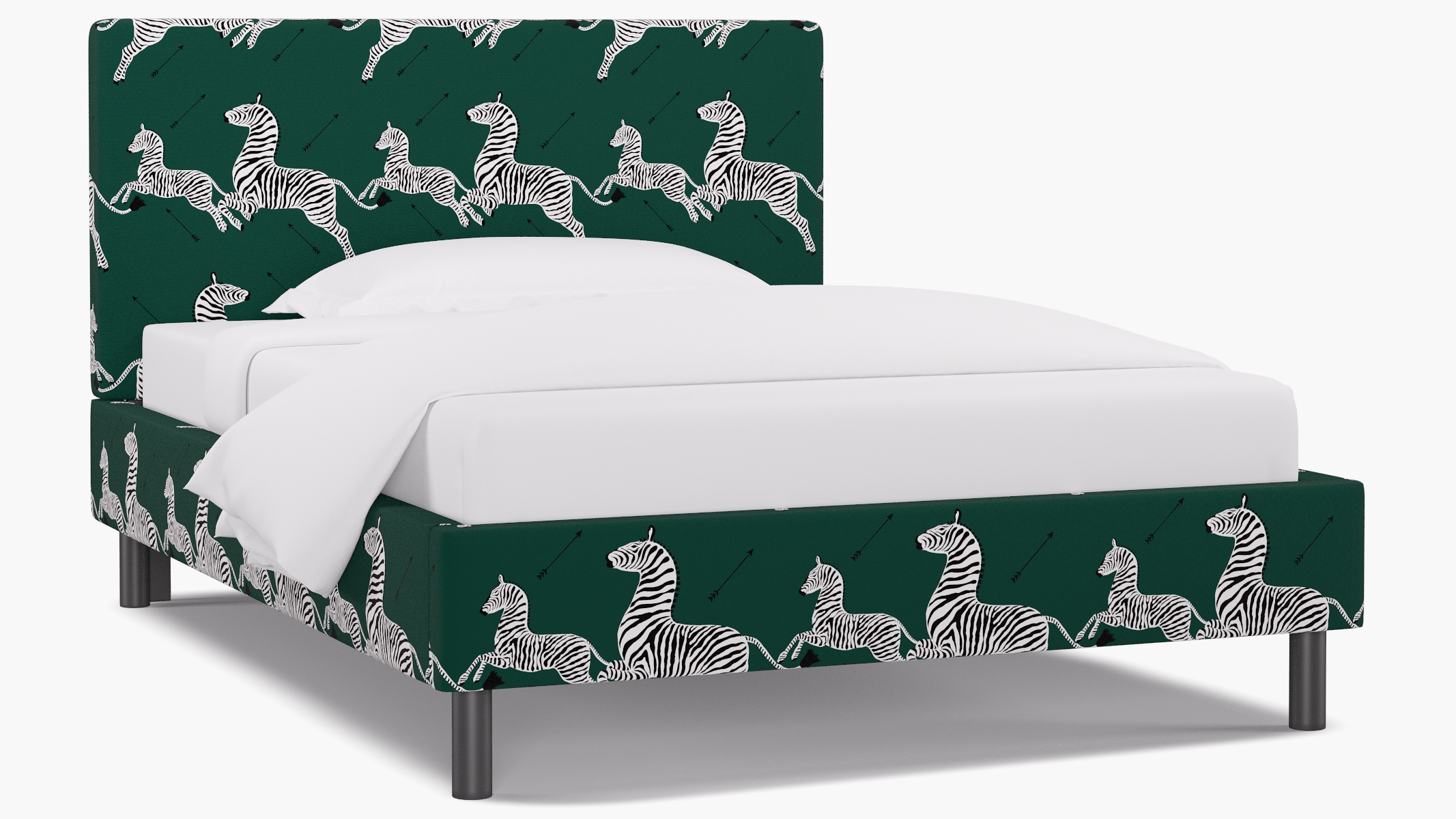Tailored Platform Bed, Emerald Zebra, Full - Image 1