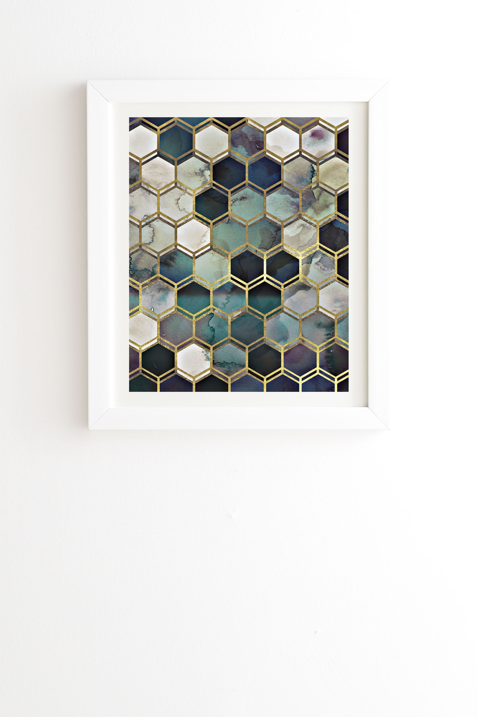 1p Rugged Marble Blue Green by Monika Strigel - Framed Wall Art Basic White 24" x 36" - Image 0