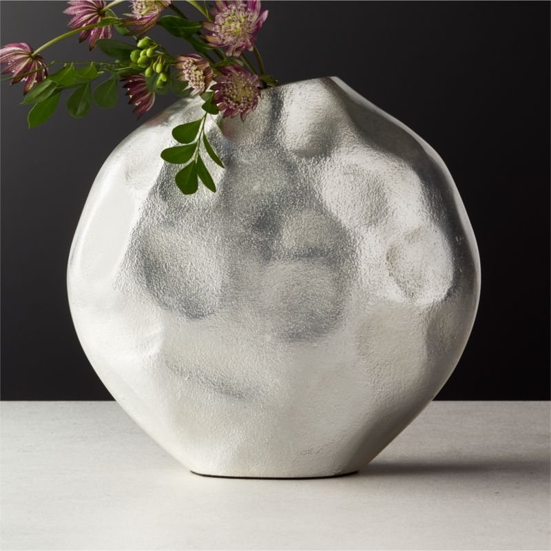 Niello Round Cast Aluminum Vase - Image 1