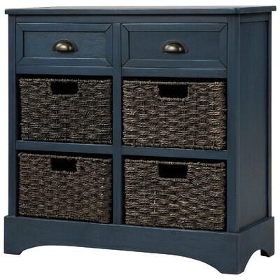 Rustic Storage Cabinet With 2 Drawers And 4 Classic Fabric Baskets, Suitable For Kitchen/Dining/Entrance/Living Room, Accent Furniture - Image 0