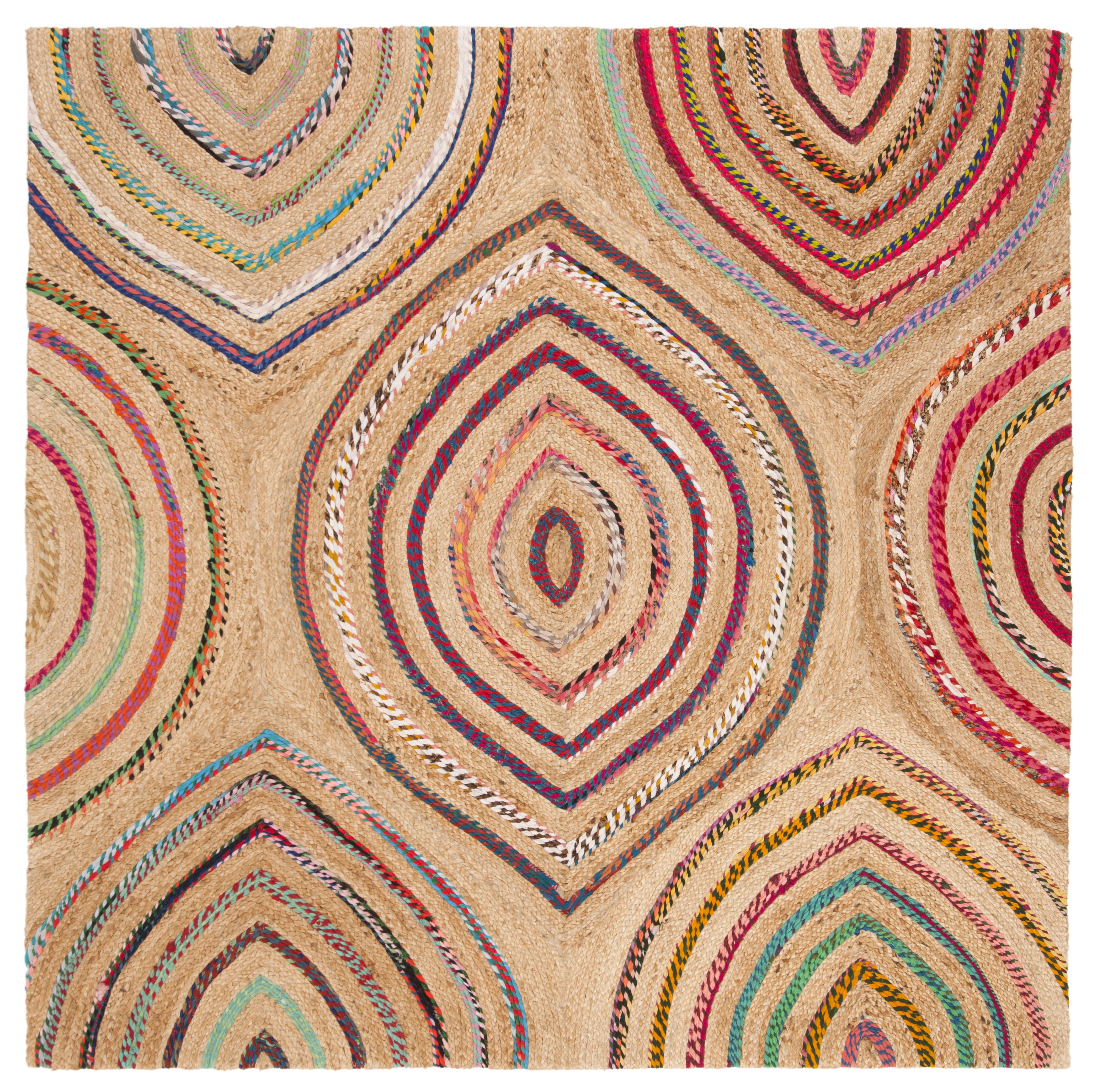 Arlo Home Hand Woven Area Rug, CAP601A, Natural/Multi,  6' X 6' Square - Image 0