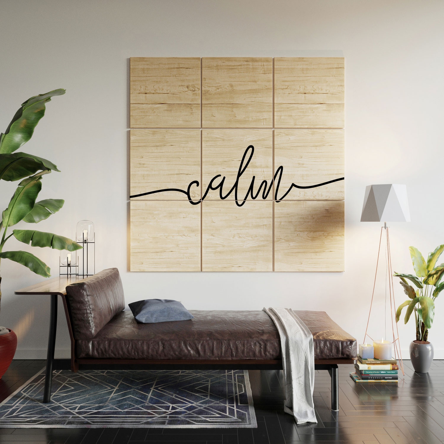 Calm Typo by Sisi and Seb - Wood Wall Mural4' x 4' (Nine 16" Wood Squares) - Image 4