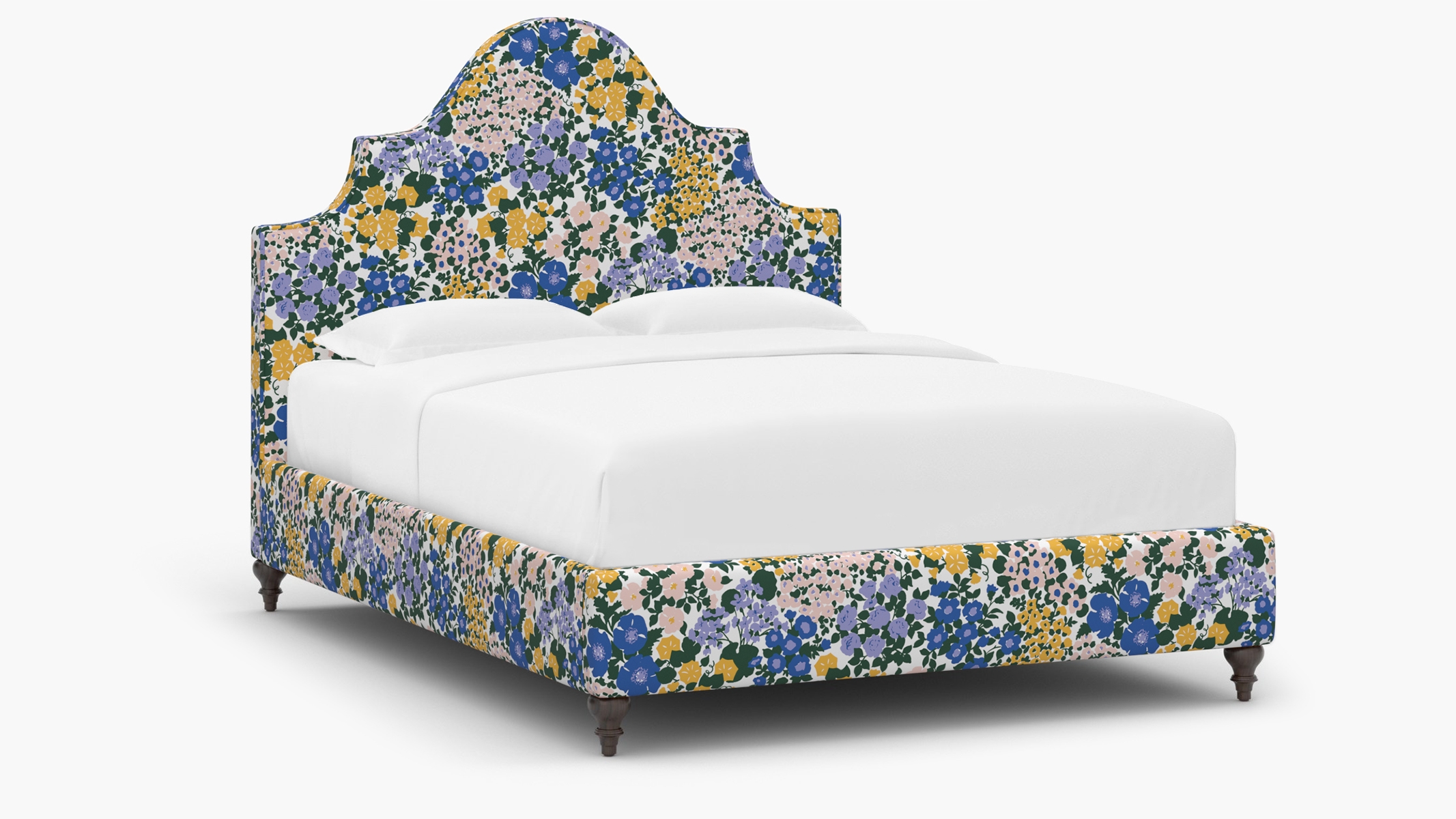 Statement Bed, Lavender Million Flowers, Espresso Traditional Turned Leg, Full - Image 1