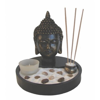 Desktop Zen Garden with Buddha Head Bust - Image 0