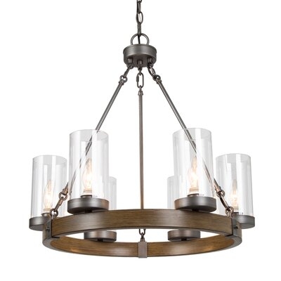6 - Light Shaded Unique Wagon Wheel Chandelier - Image 0