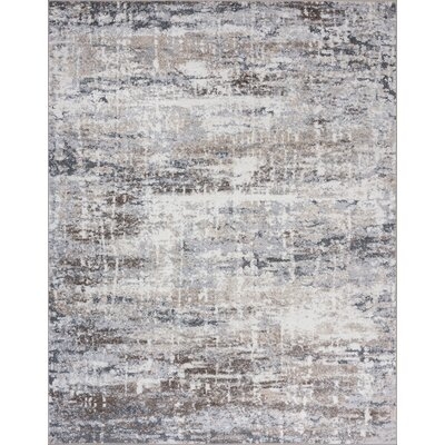 Leos Contemporary Abstract Area Rug, Beige - Image 0