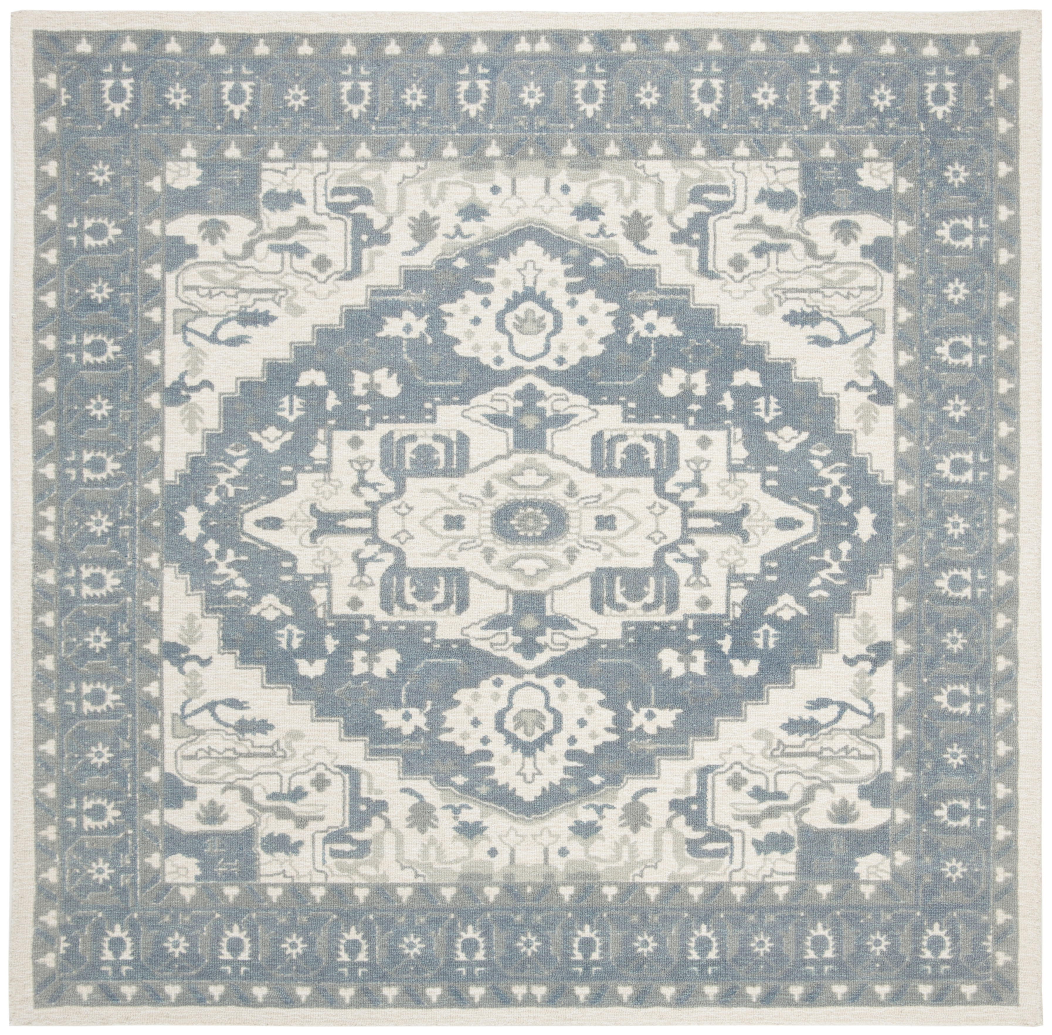 Arlo Home Hand Tufted Area Rug, RVT402F, Ivory/Charcoal,  6' X 6' Square - Image 0