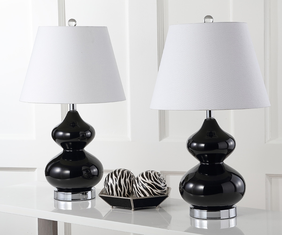 Eva 24-Inch H Double Gourd Glass Table Lamp - Black - Safavieh - Image 5