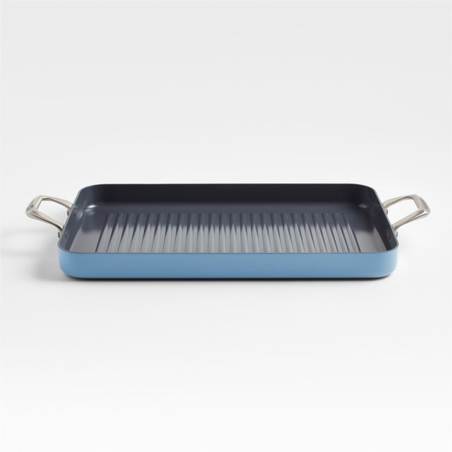 Crate & Barrel EvenCook Ceramic ™ Grey Nonstick Double Burner Grill Pan - Image 0