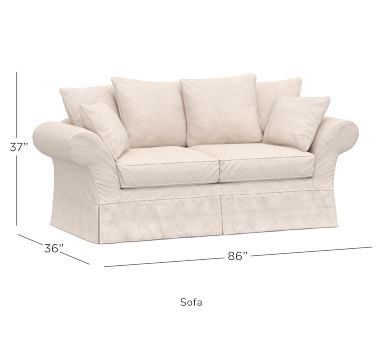Charleston Slipcovered Sofa 86", Polyester Wrapped Cushions, Park Weave Ivory - Image 5