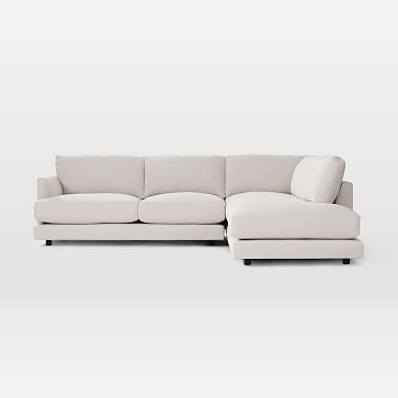 Haven Sectional Set 02: Right Arm Sofa, Left Arm Terminal Chaise, Trillium, Performance Yarn Dyed Linen Weave, French Blue - Image 1