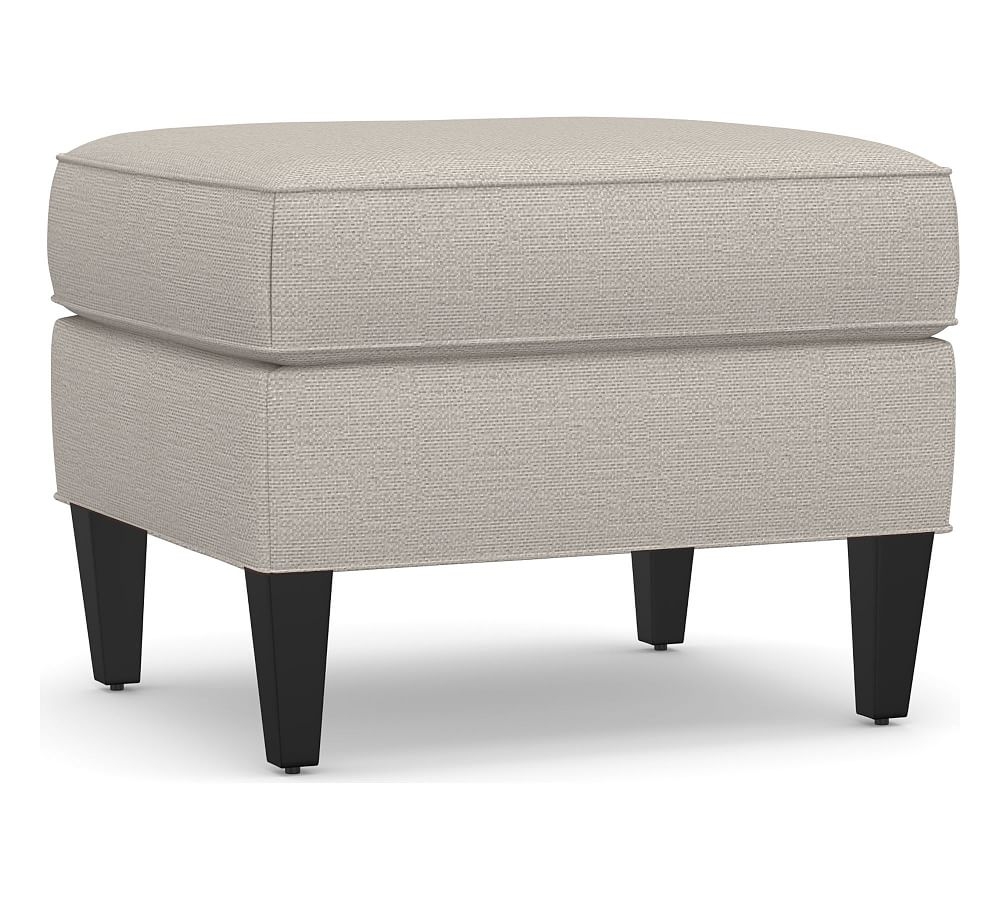 Beverly Upholstered Ottoman, Polyester Wrapped Cushions, Chunky Basketweave Stone - Image 0