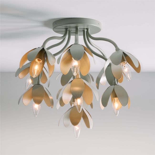 Bouquet Sage Green 22" Kids Flower Flush Mount Ceiling Light - Image 0