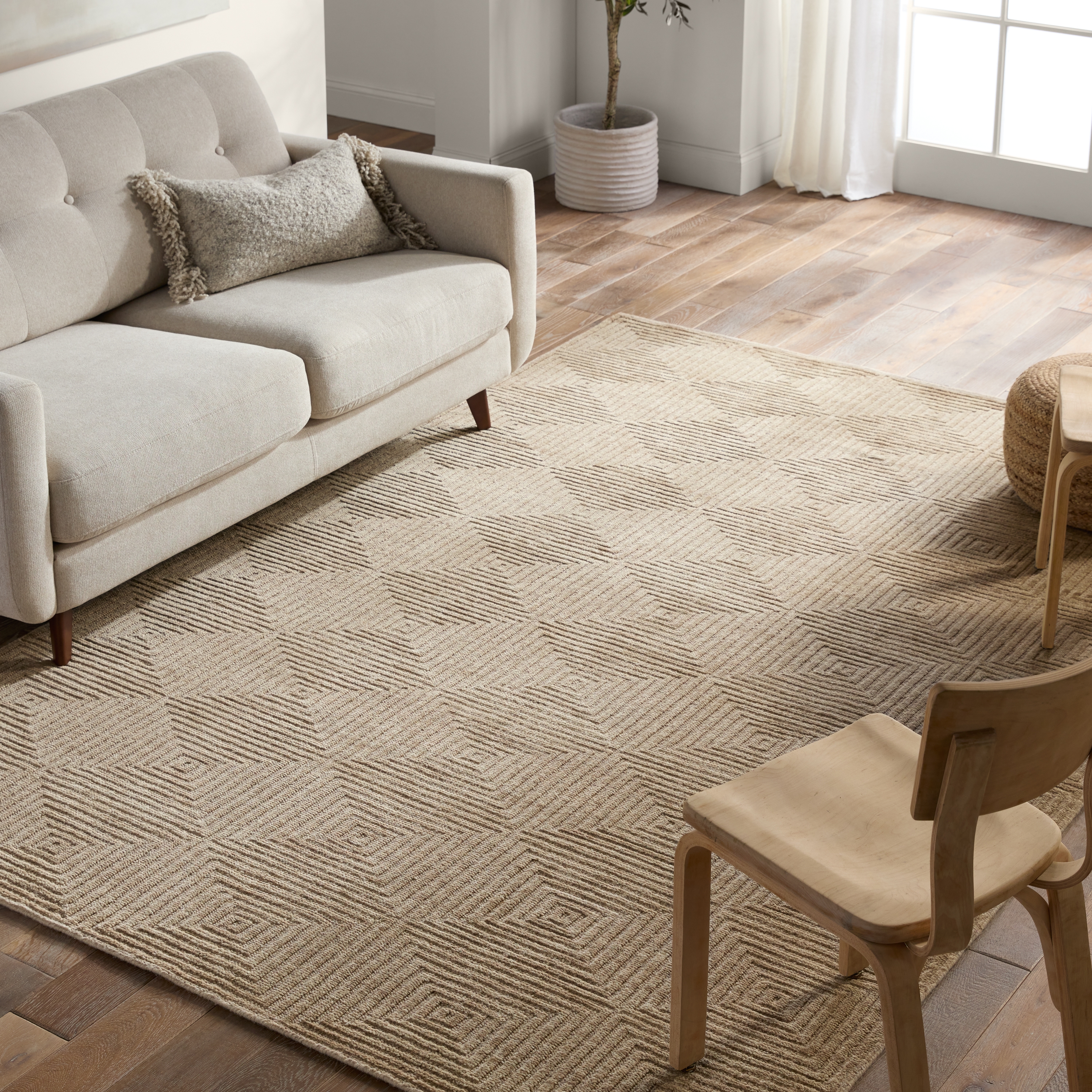 Pennant TAS01 Handknotted Geometric Tan Area Rug (8'x10') - Image 4