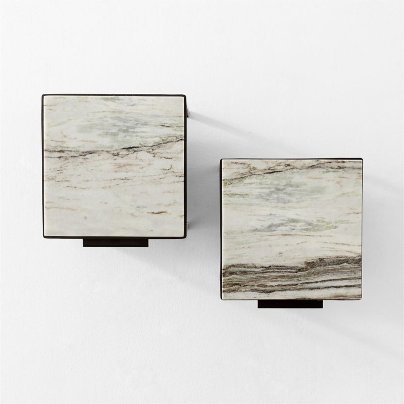 Kessi Black Metal and White Marble Side Table with Drawer - Image 8