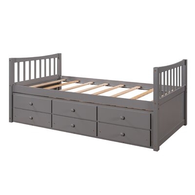 Solid Wood Daybed Bed Frame, No Box Spring Needed With Headboard, Three Storage Drawers Trundle, Twin - Image 0