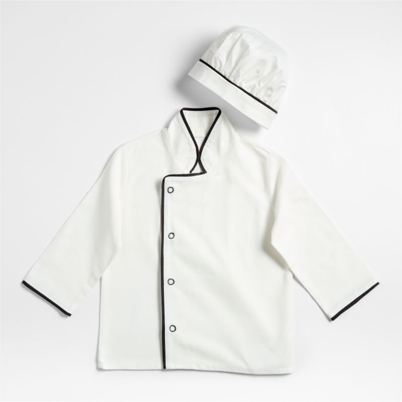 Black and White Kids Chef Coat and Hat Set - Image 2