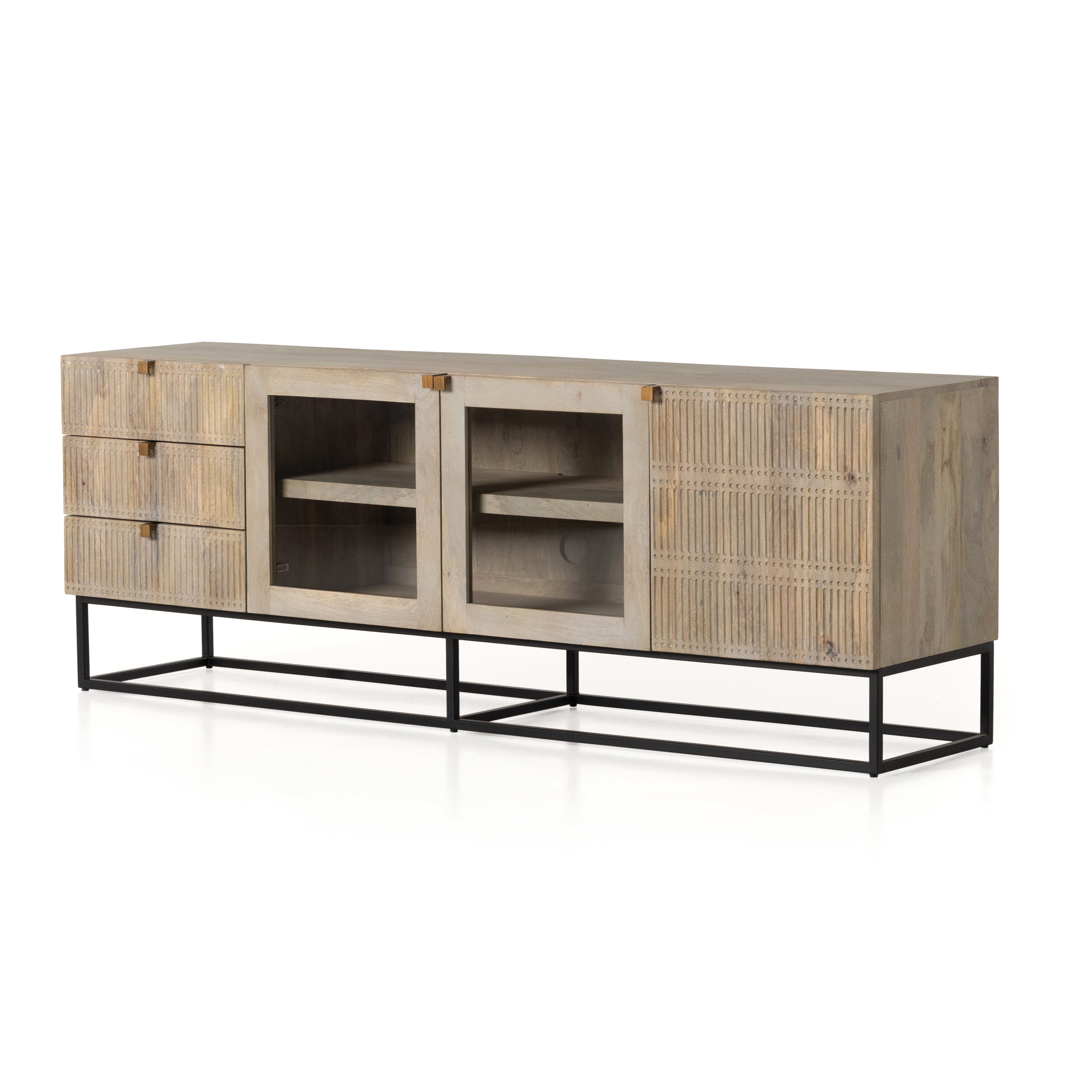 Kelby Media Console - Light Wash Carved Mango - Image 0