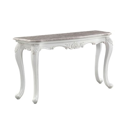 Sofa Table With Marble Top And Cabriole Legs, Antique White - Image 0