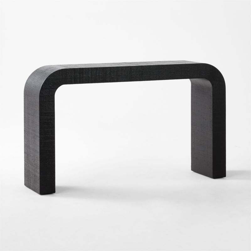 Horseshoe Lacquered Linen 52" Console Table, Black- -  Estimated in mid June - Image 2