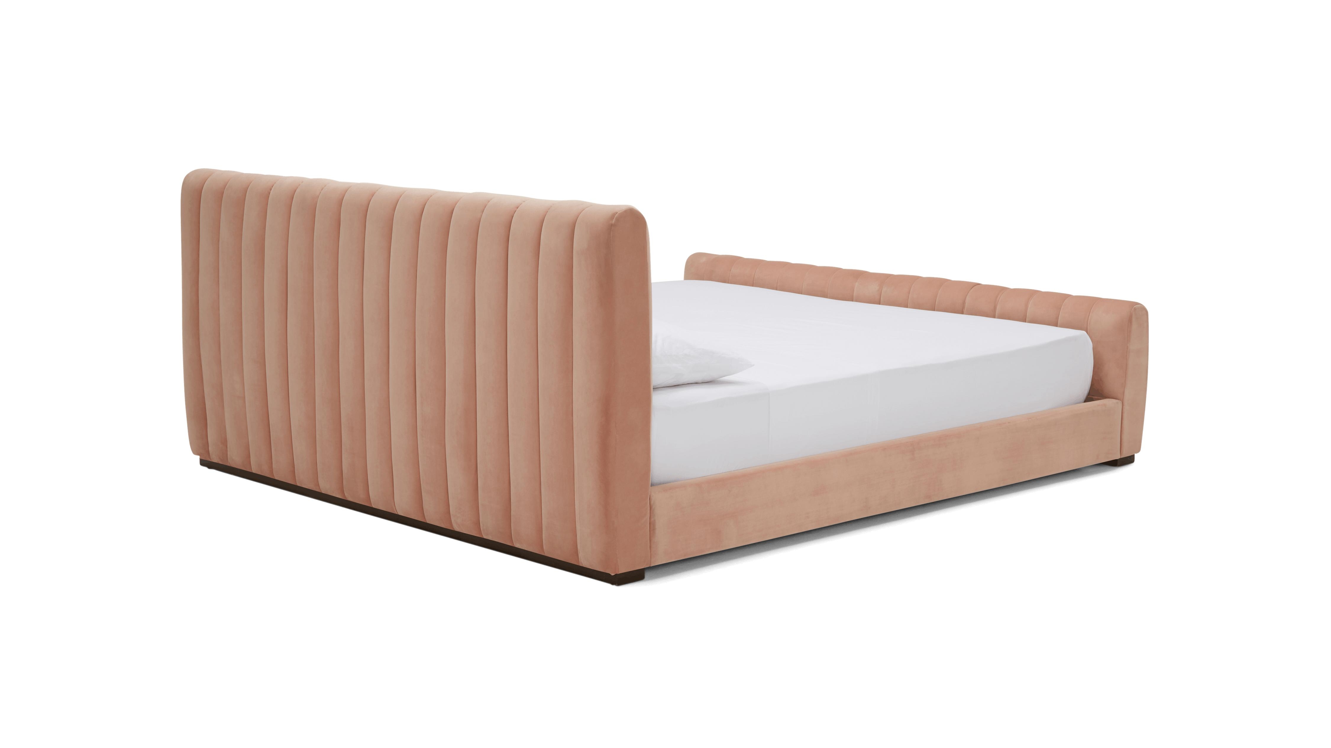 Pink Camille Mid Century Modern Bed - Royale Blush - Mocha - Queen - Image 3