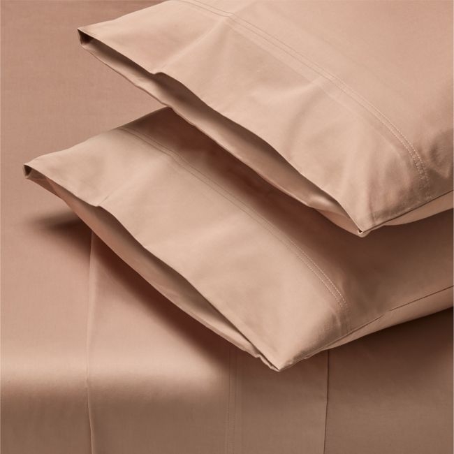 Classic Organic Cotton Sateen 520 Thread Count Dark Taupe Queen Sheet Set - Image 0