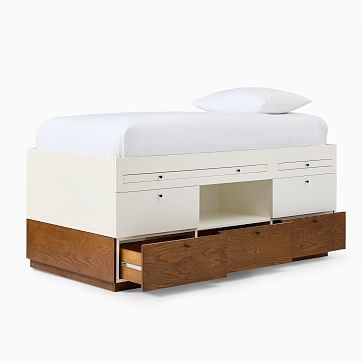 Modern Captain's Bed, Twin, Acorn + White, WE Kids - Image 2