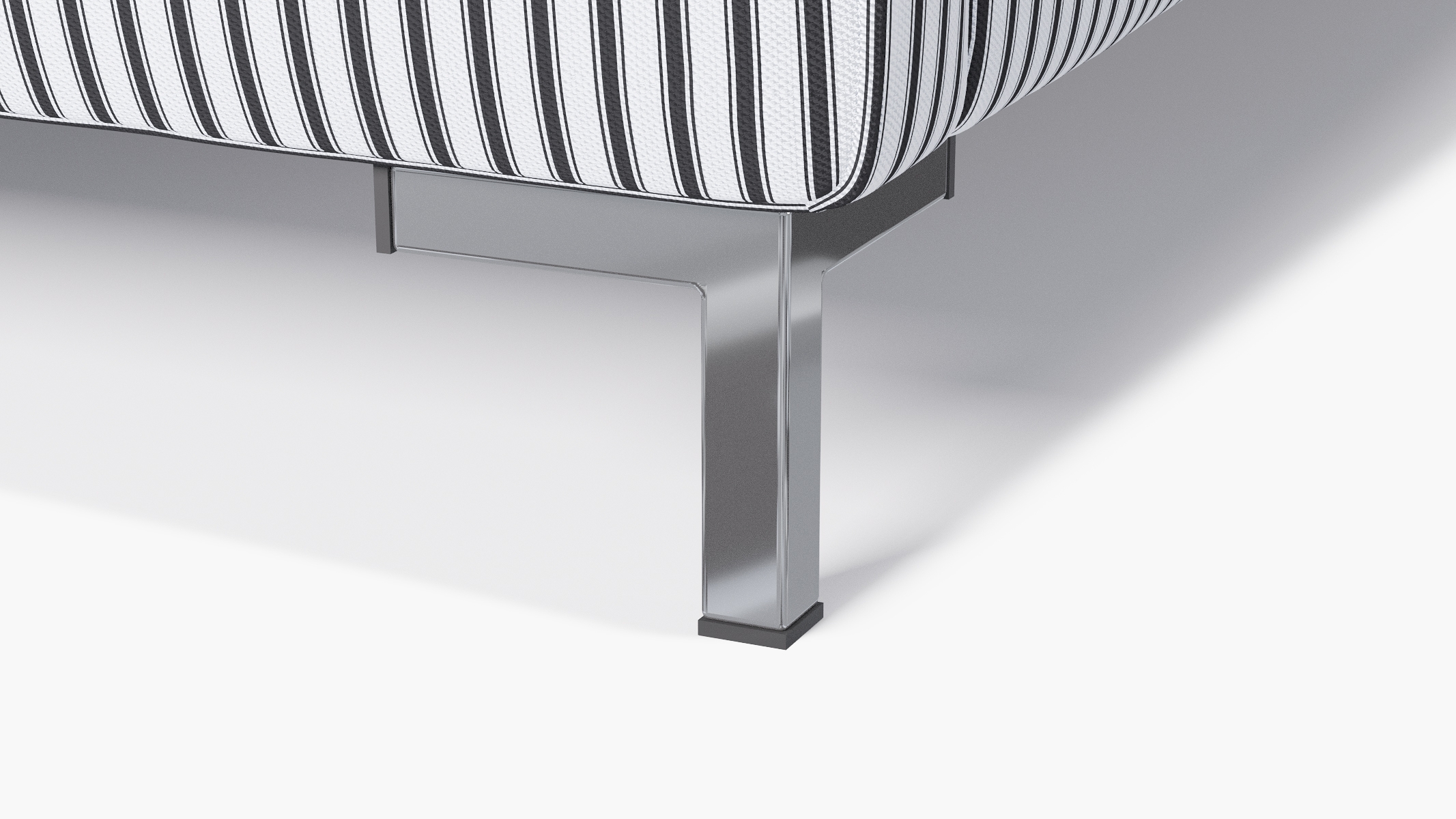 Modern Sofa, Black Classic Ticking Stripe, Chrome - Image 5
