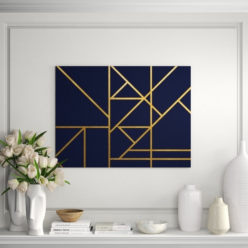 Chelsea Art Studio Gold Navy and Lines IV by Guseul Park - Graphic Art - Image 0