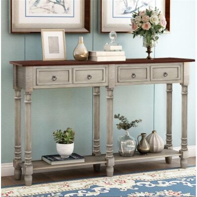 Console Table Sofa Table With Storage Console Tables For Entryway With Drawers And Shelf Rectangular Living Room Table (antique Grey) - Image 0