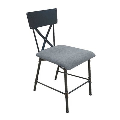 Office Chair With Cushioned Seat And Industrial Metal Pipe Legs, Gray - Image 0