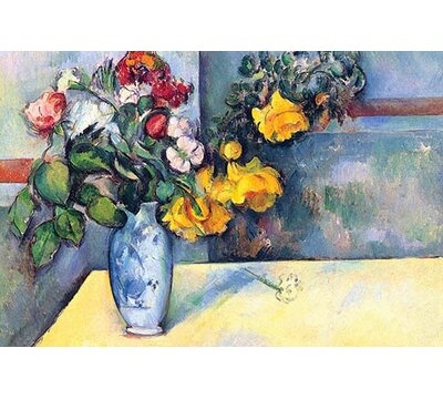 'Still Life with Flowers in a Vase' by Paul Cezanne Painting Print - Image 0