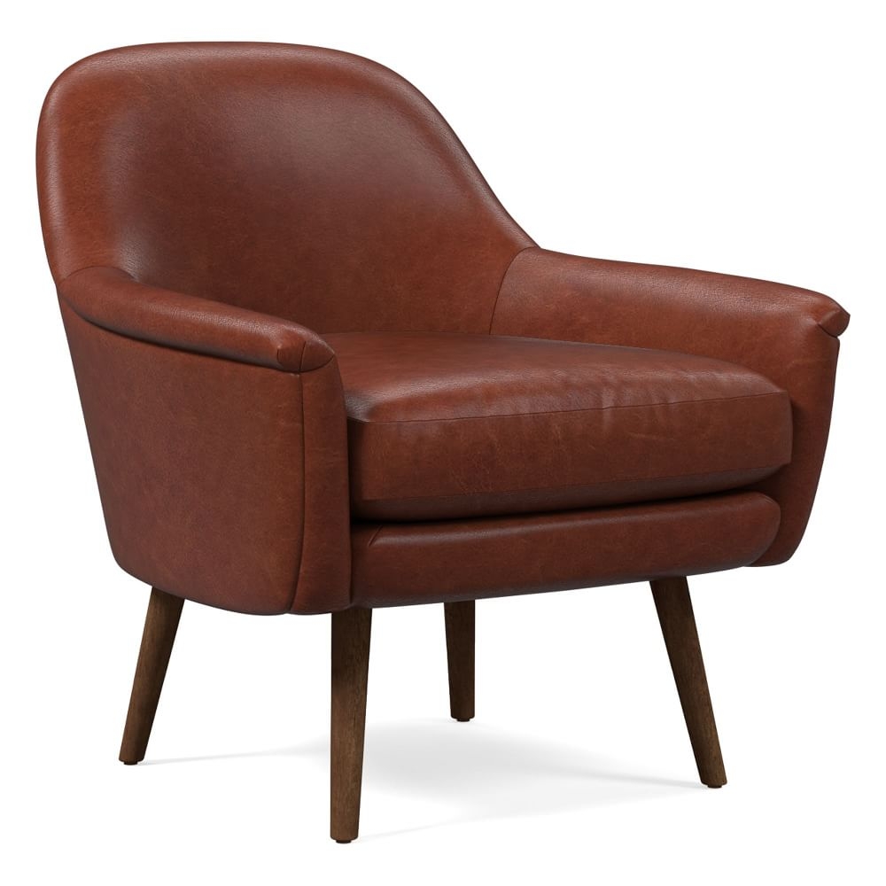 Phoebe Midcentury Chair, Poly, Halo Leather, Oxblood, Pecan - Image 0