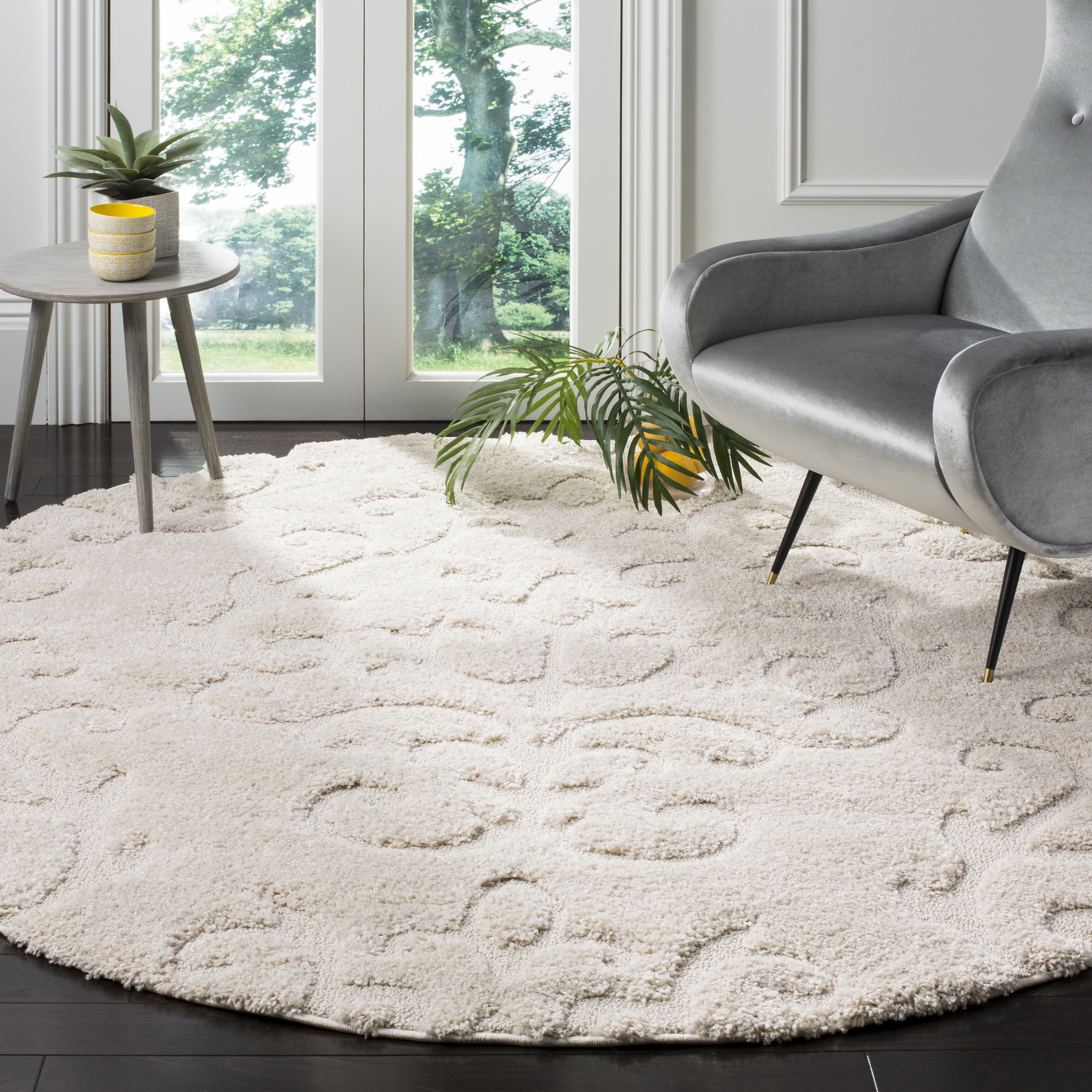 Arlo Home Woven Area Rug, SG470-1111, Cream/Cream,  6' 7" X 6' 7" Round - Image 1